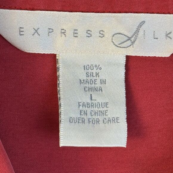 Vintage Y2K Express Silk 100% Button-Up Shirt – Red – Size Large - Picture 16 of 16